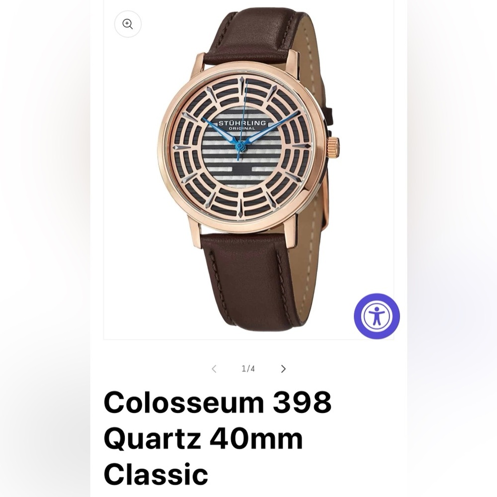 Stuhrling Colosseum 398 Quartz Mens 40mm Watch NEW BATTERY